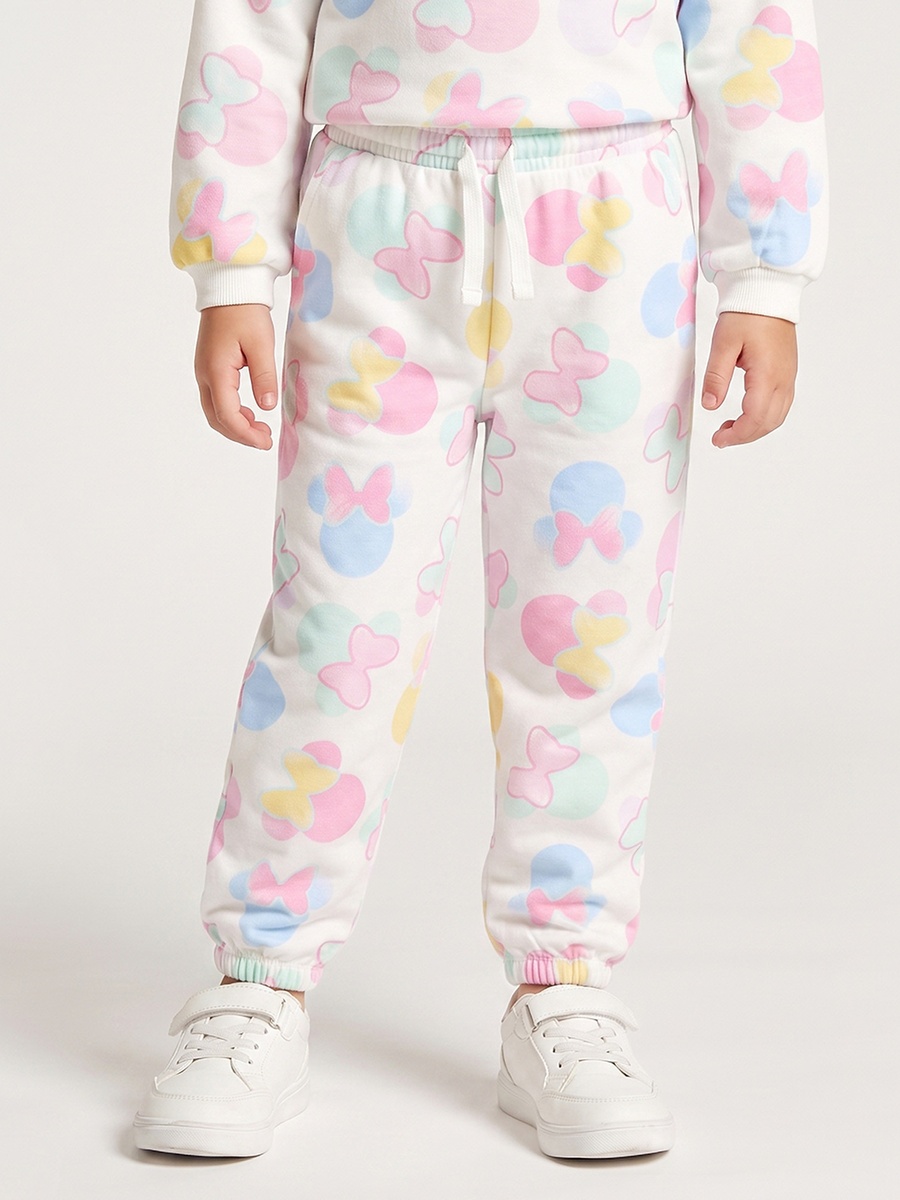 Crew Neck Long Sleeves Sweatshirt and Joggers Set with Bow Print