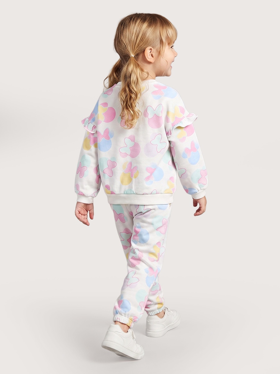 Crew Neck Long Sleeves Sweatshirt and Joggers Set with Bow Print