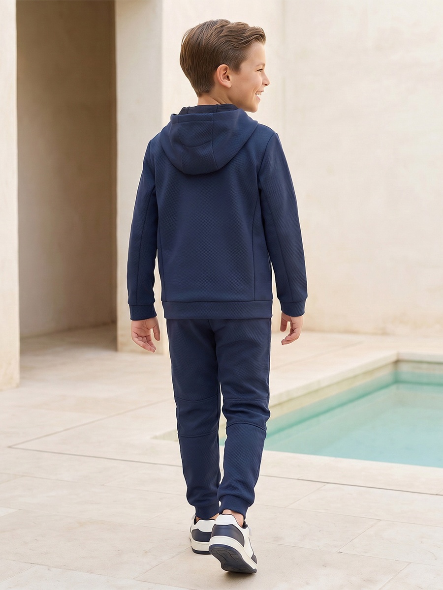 Hooded Long Sleeves Sweatshirt and Joggers Set with Zip Pocket