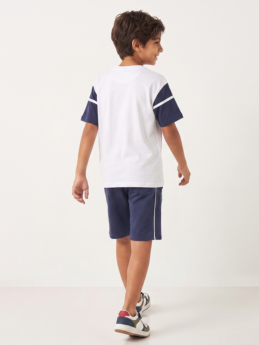 Crew Neck Short Sleeves T-Shirt and Shorts Set with Varsity Print