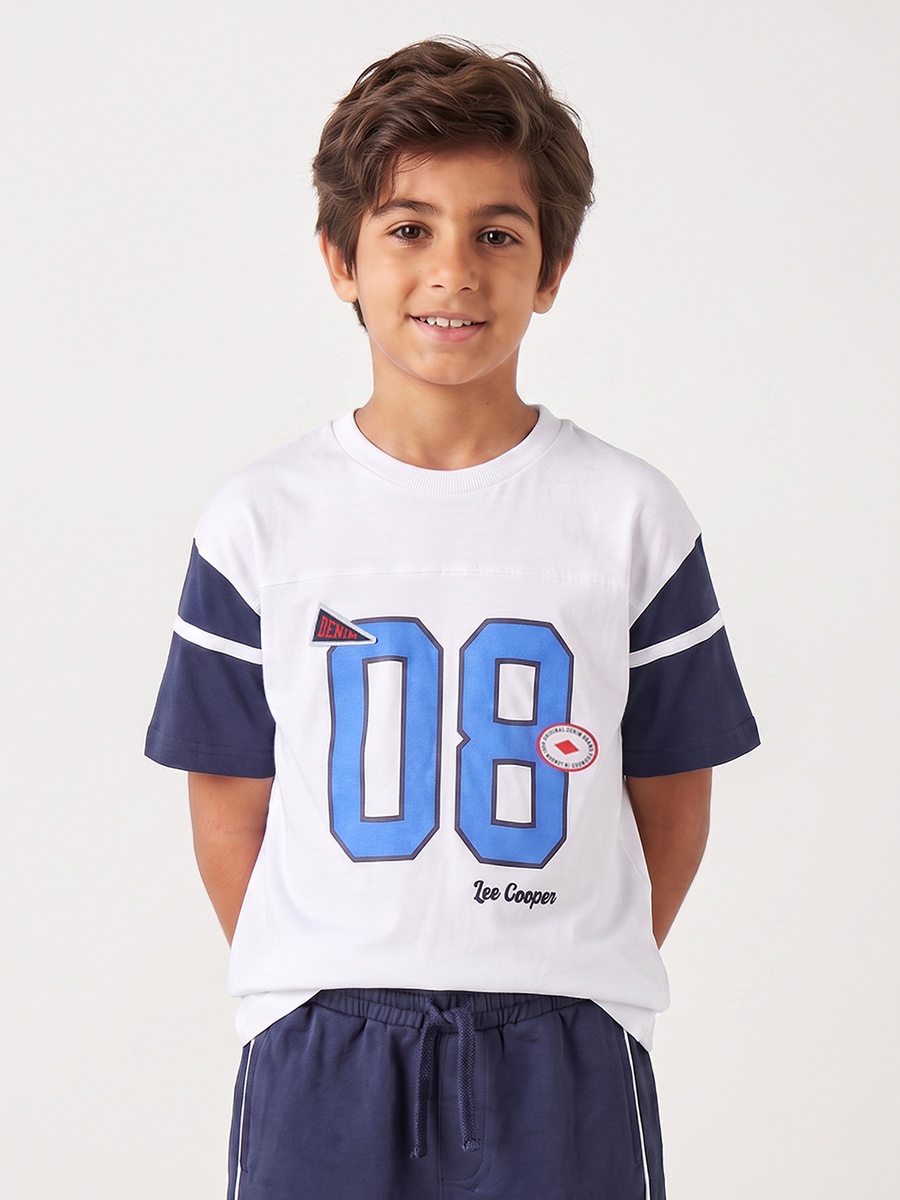 Crew Neck Short Sleeves T-Shirt and Shorts Set with Varsity Print