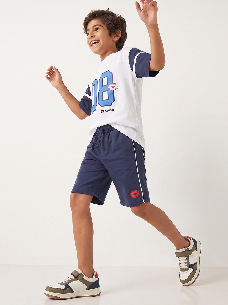 Crew Neck Short Sleeves T-Shirt and Shorts Set with Varsity Print