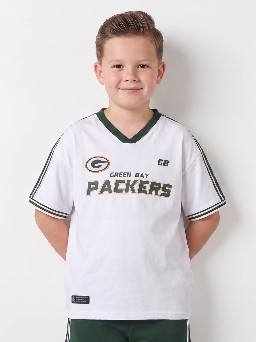 V-neck Short Sleeves T-Shirt and Shorts Set with Varsity Print
