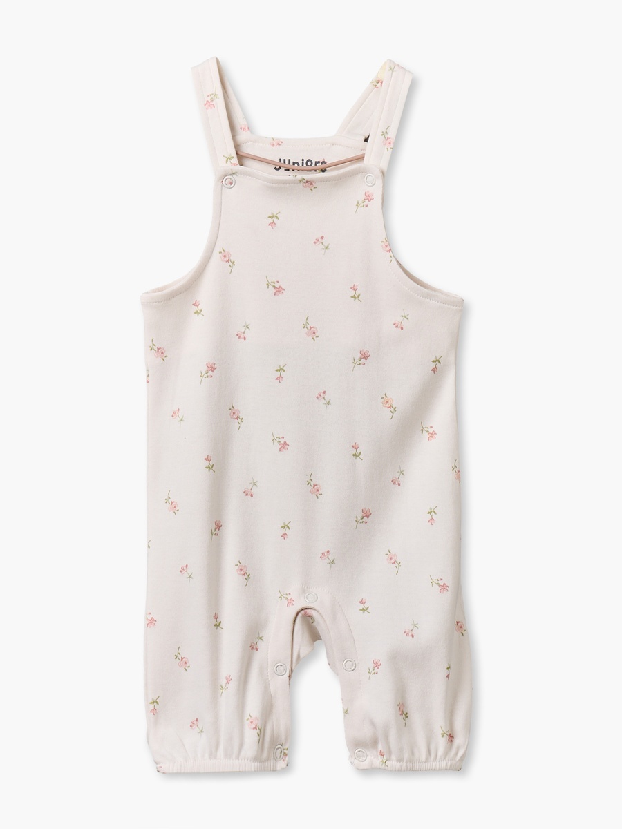 Crew Neck Short Sleeves T-Shirt and Dungaree Set with Floral Print