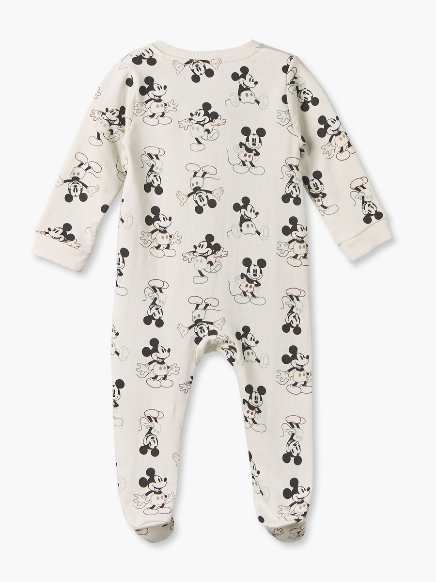 Cotton Crew Neck Long Sleeves Sleepsuit with Mickey Mouse Print