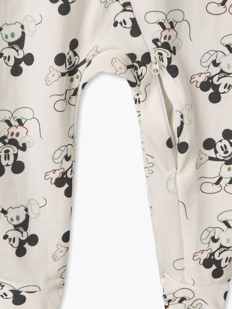 Cotton Crew Neck Long Sleeves Sleepsuit with Mickey Mouse Print