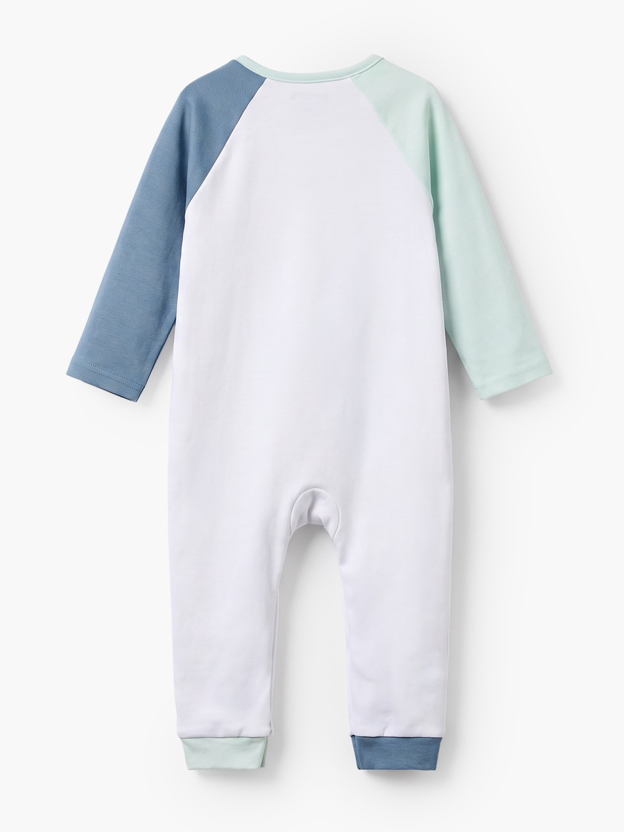 Cotton Crew Neck Long Sleeves Sleepsuit with Oceanic Print