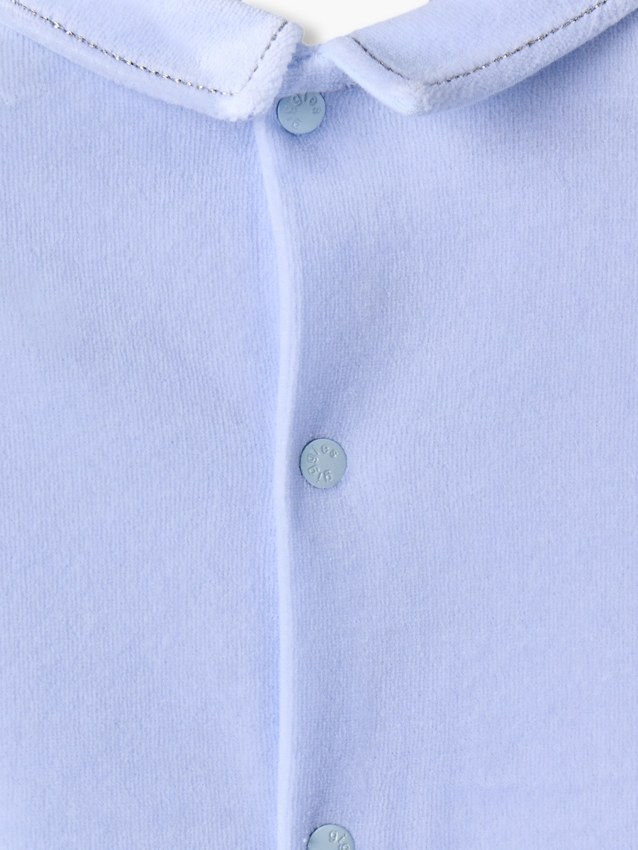 Cotton Collared Long Sleeves Sleepsuit with Snap Button Closure