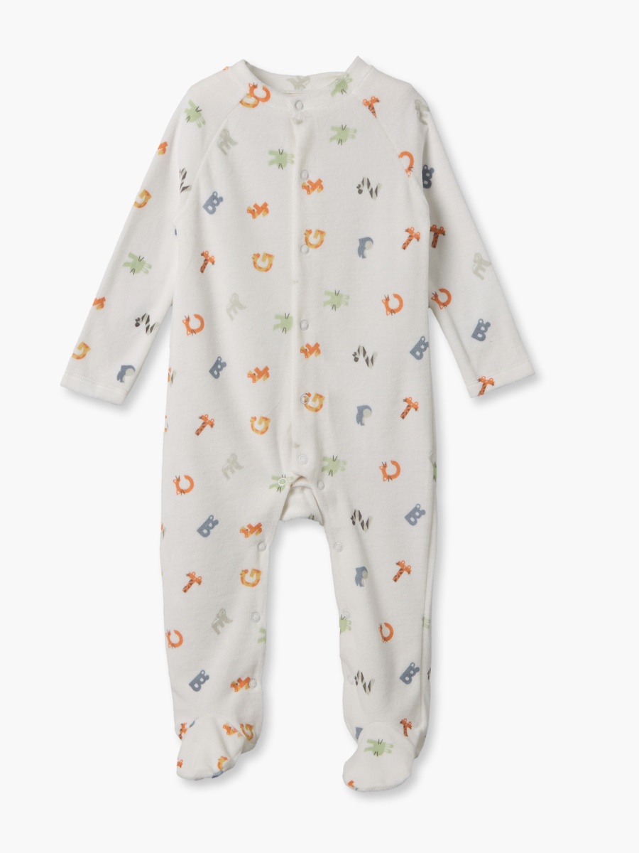 Pack of 2 Velour Crew Neck Long Sleeves Sleepsuit with Alphabet Print