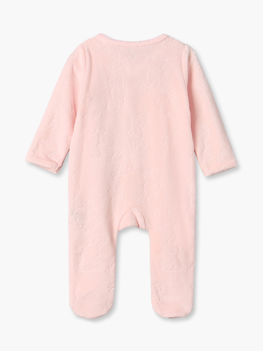 Cotton Round Neck Long Sleeves Sleepsuit with Bunny Applique