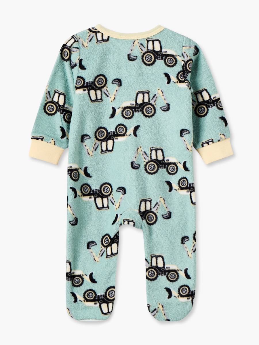 Pack of 2 Round Neck Long Sleeves Sleepsuit with Construction Print
