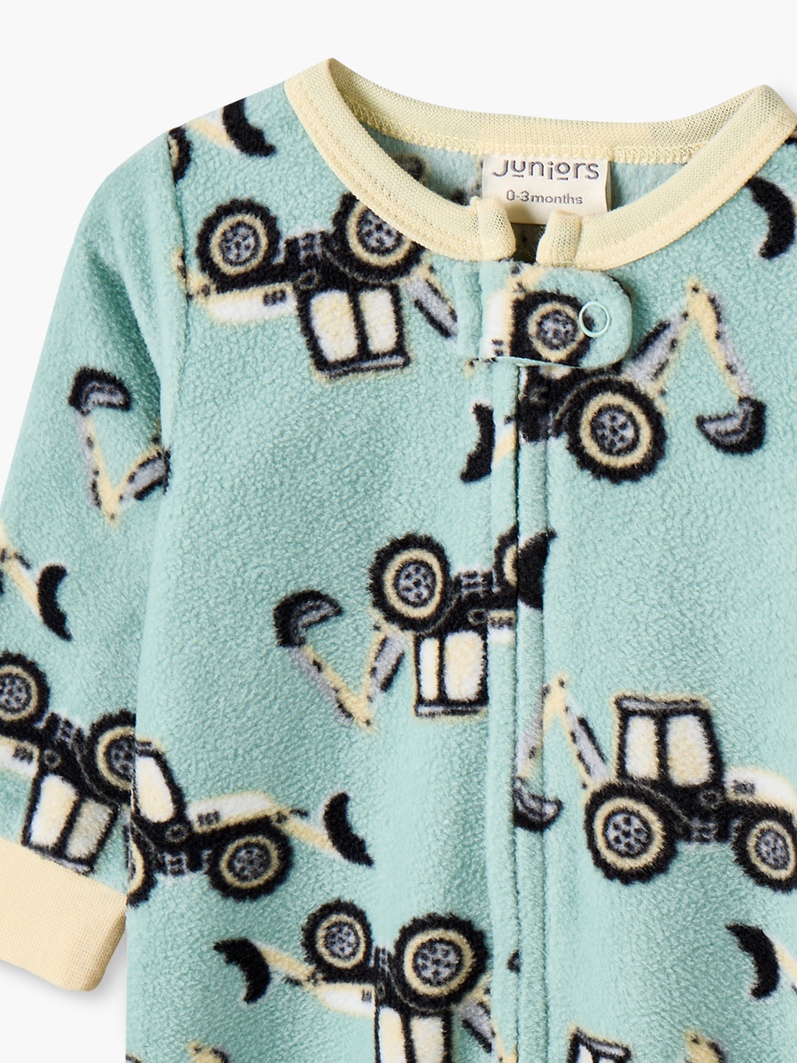 Pack of 2 Round Neck Long Sleeves Sleepsuit with Construction Print