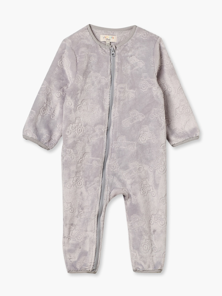 Crew Neck Long Sleeves Sleepsuit with Vehicle Embossing