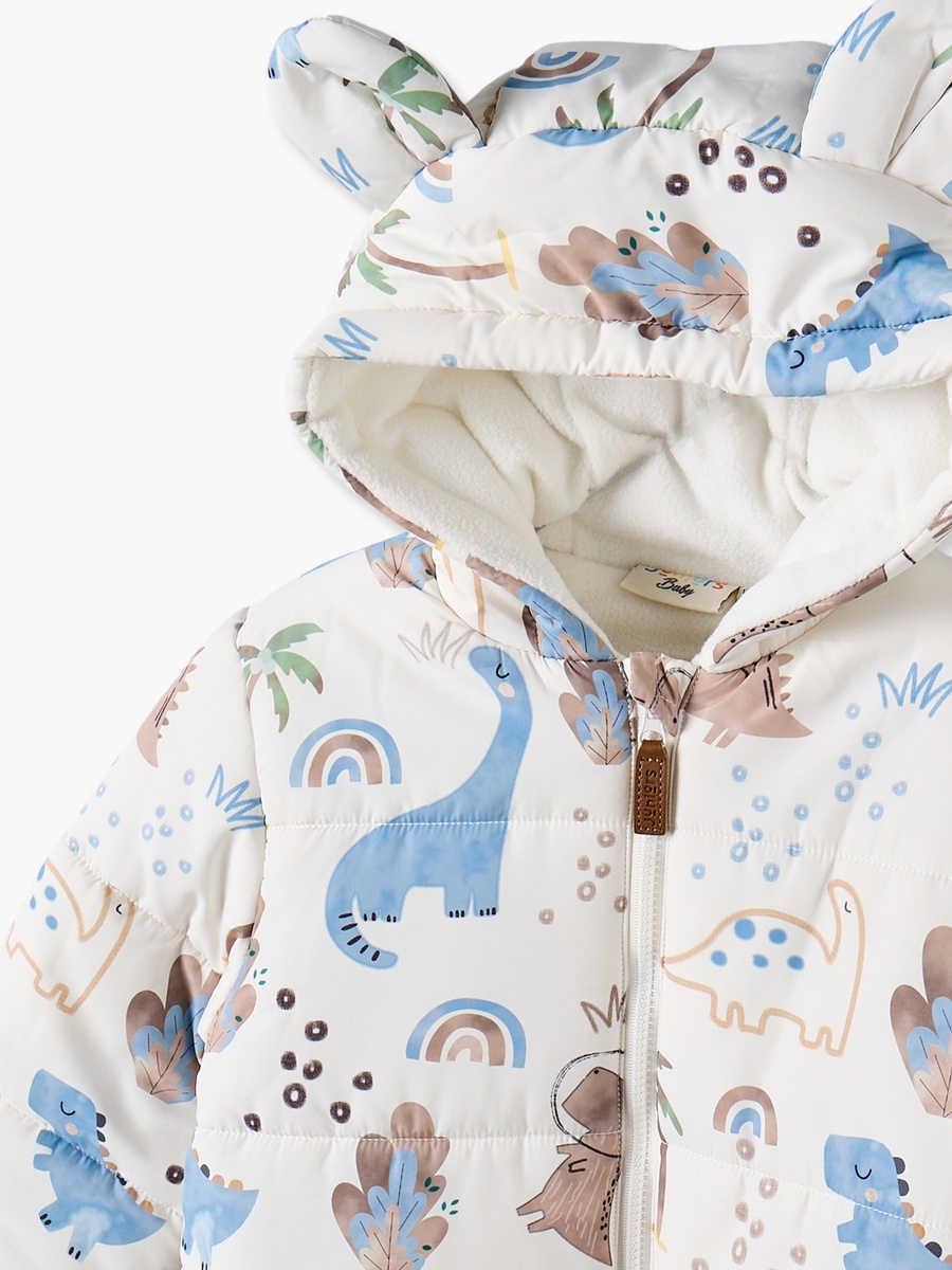 Hooded Long Sleeves Coverall with Dinosaur Print