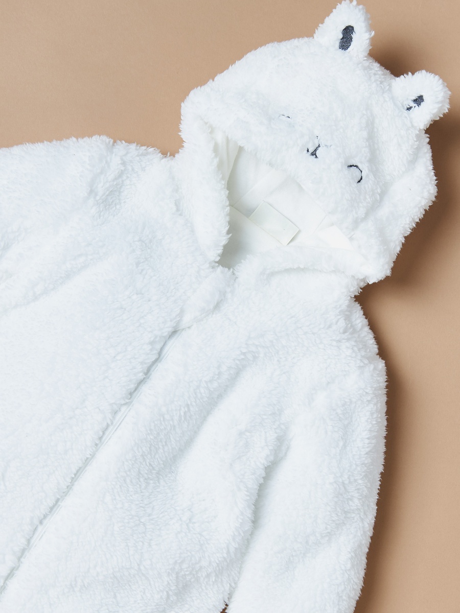 Textured Sleepsuit with Hood and Zip Closure