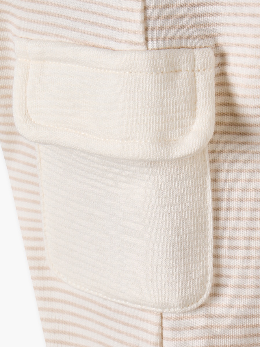 Cotton Crew Neck Long Sleeves Sleepsuit with Stripes