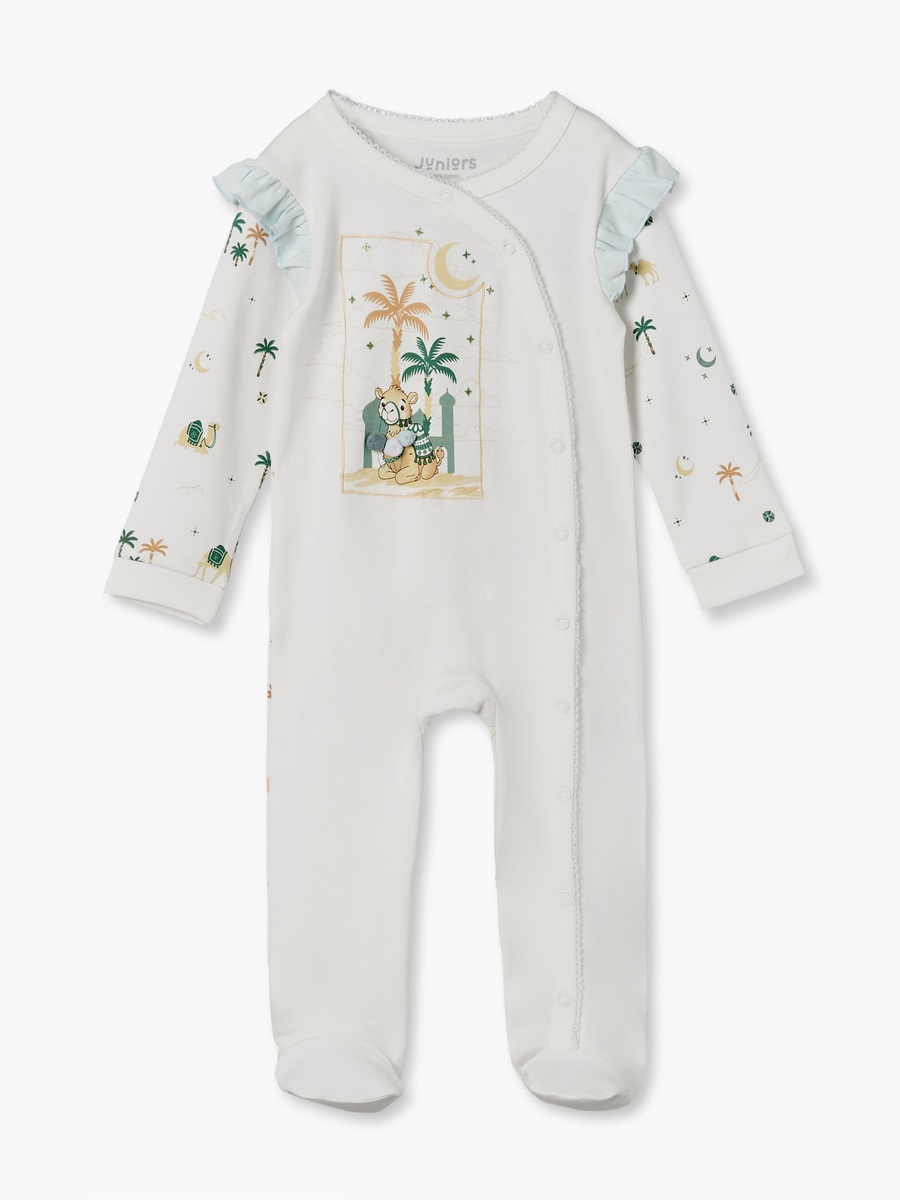 Cotton Crew Neck Long Sleeves Sleepsuit with KSA National Day Print