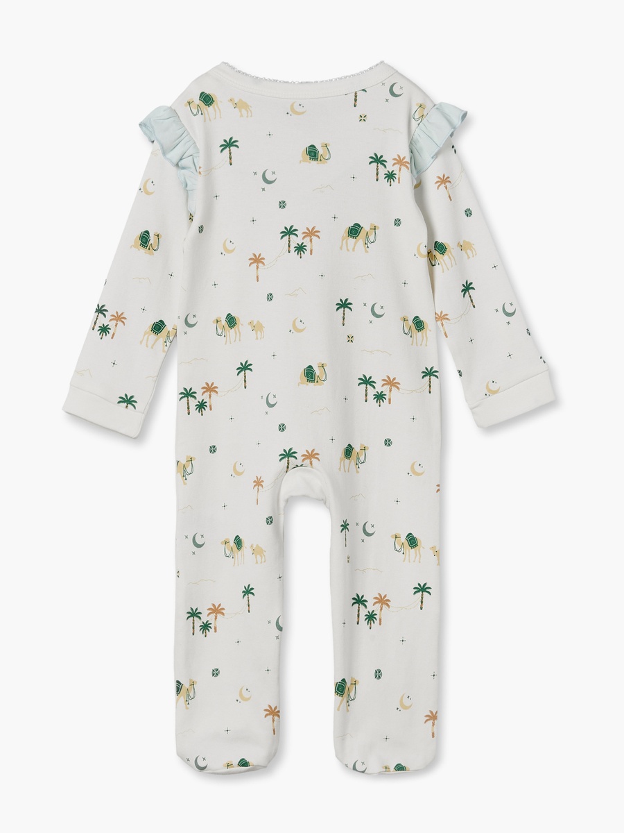Cotton Crew Neck Long Sleeves Sleepsuit with KSA National Day Print