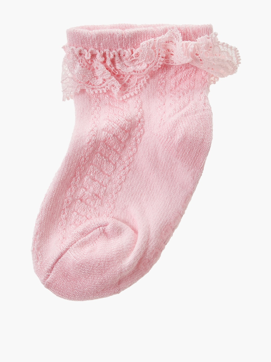 Pack of 2 Baby Girls Socks with Lace Trim