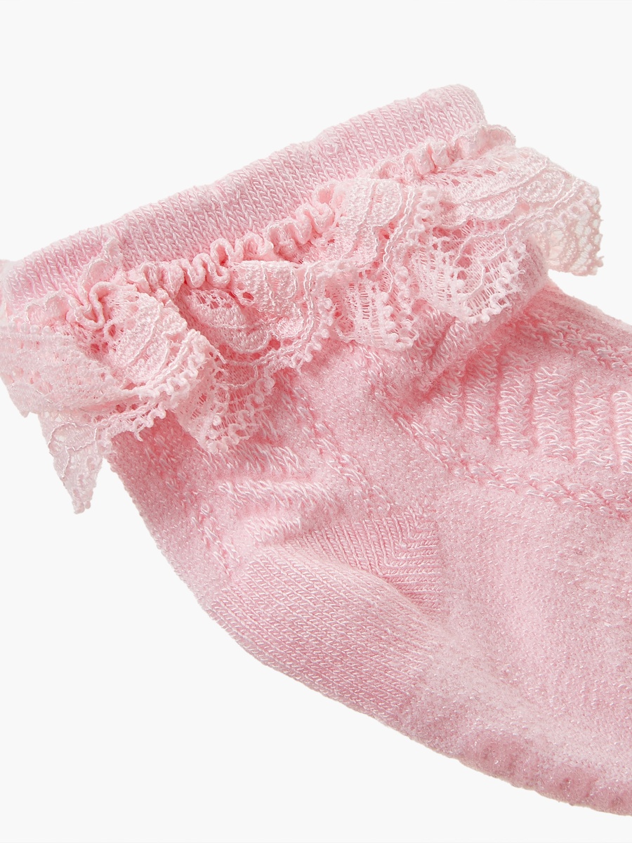 Pack of 2 Baby Girls Socks with Lace Trim