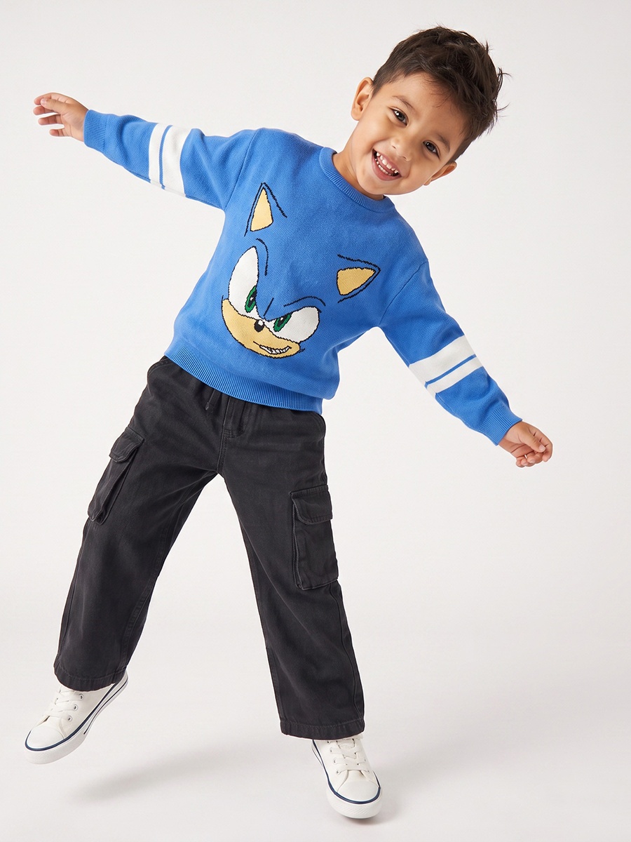 Sonic the Hedgehog Print Sweater with Long Sleeves