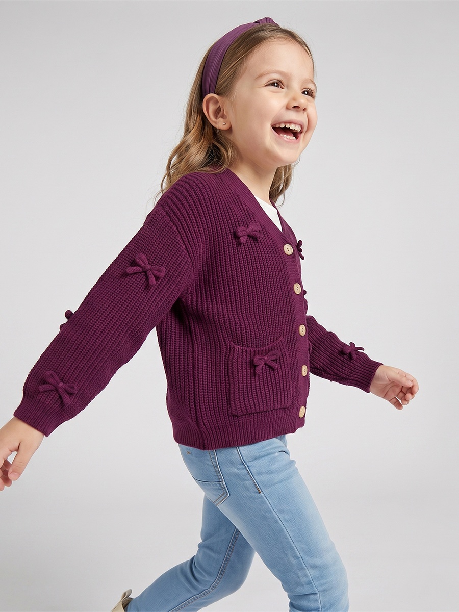 Bow Detail Cardigan with Long Sleeves