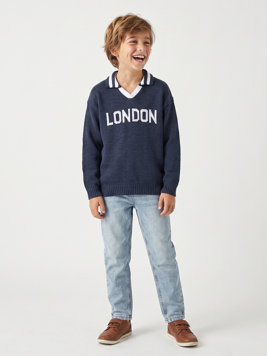 London Print Sweater with Long Sleeves