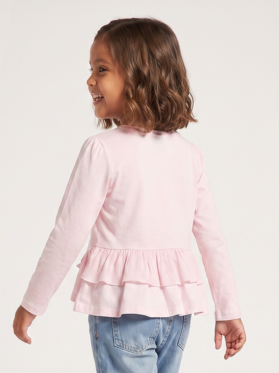 Crew Neck Long Sleeves Peplum Top with Minnie Mouse Embellishments
