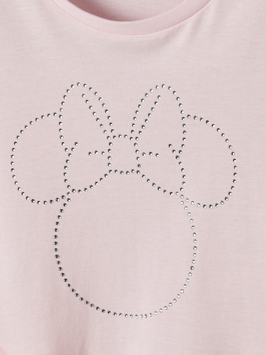 Crew Neck Long Sleeves Peplum Top with Minnie Mouse Embellishments