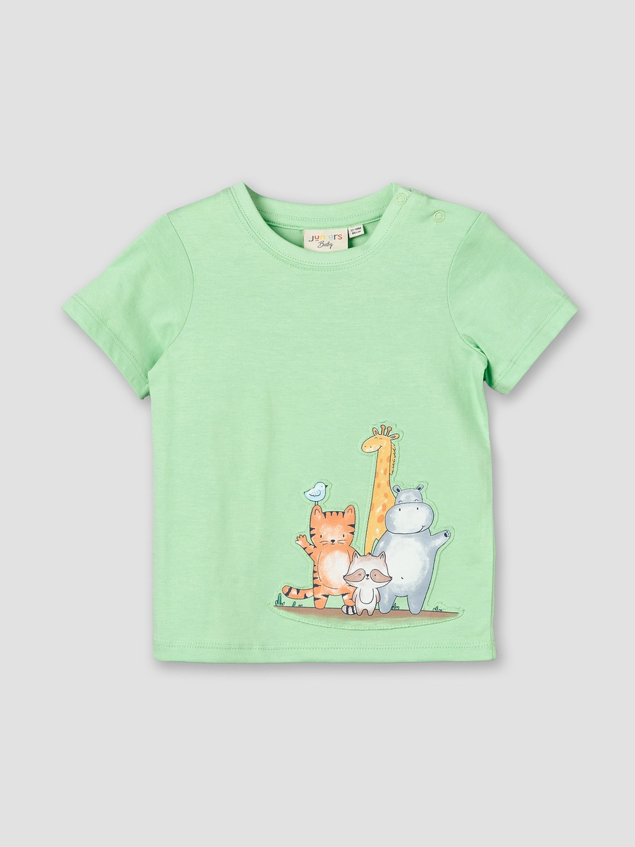Crew Neck Short Sleeves T-Shirt with Safari Print