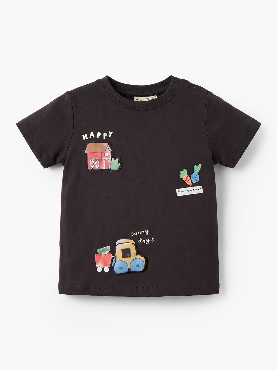 Pack of 3 Crew Neck Short Sleeves T-Shirt with Farm Print