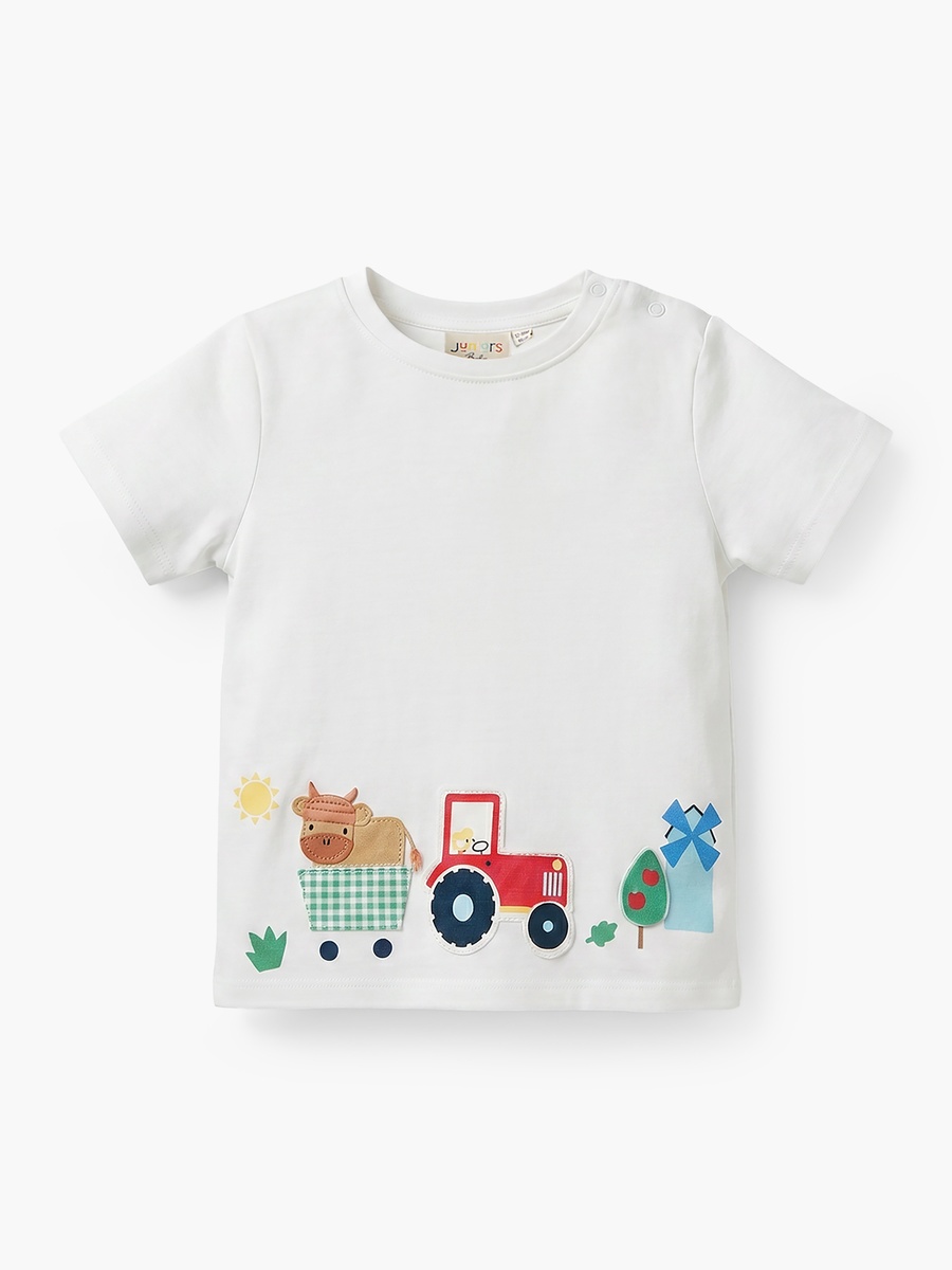 Pack of 3 Crew Neck Short Sleeves T-Shirt with Farm Print