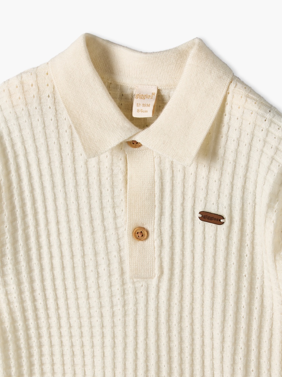 Short Sleeves Polo T-Shirt with Texture