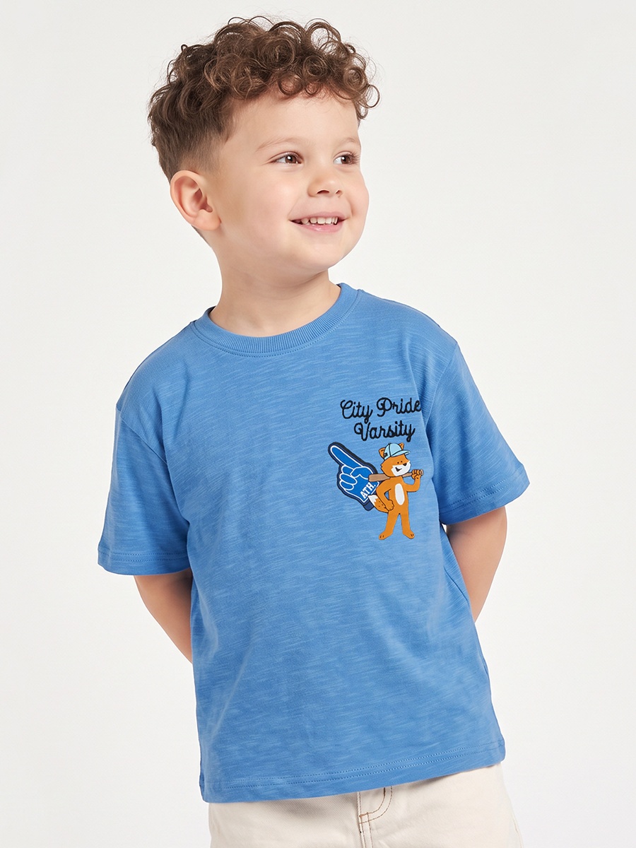 Crew Neck Short Sleeves T-Shirt with Varsity Print