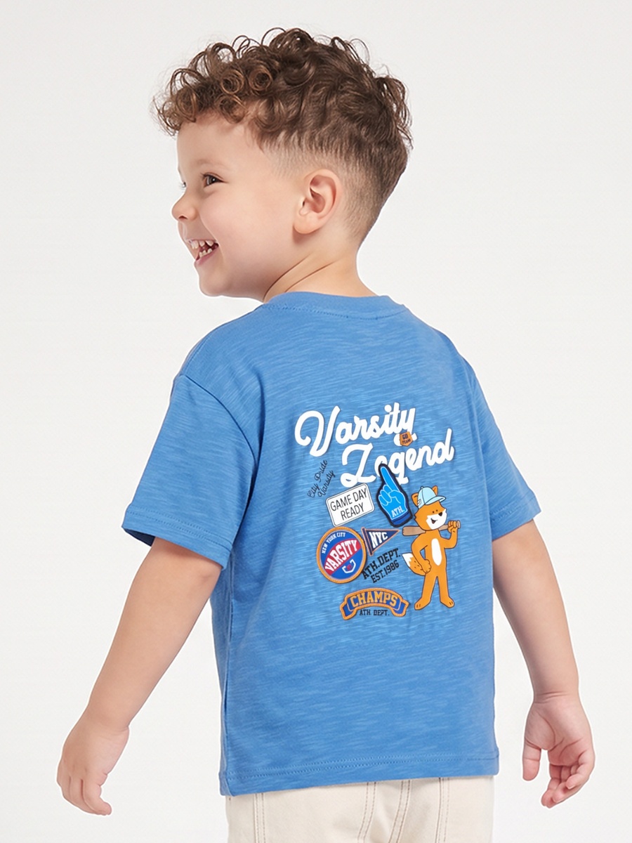 Crew Neck Short Sleeves T-Shirt with Varsity Print