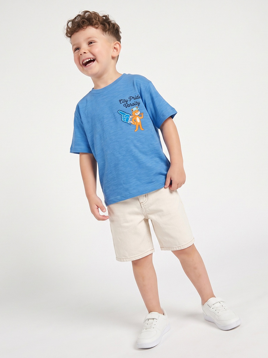 Crew Neck Short Sleeves T-Shirt with Varsity Print