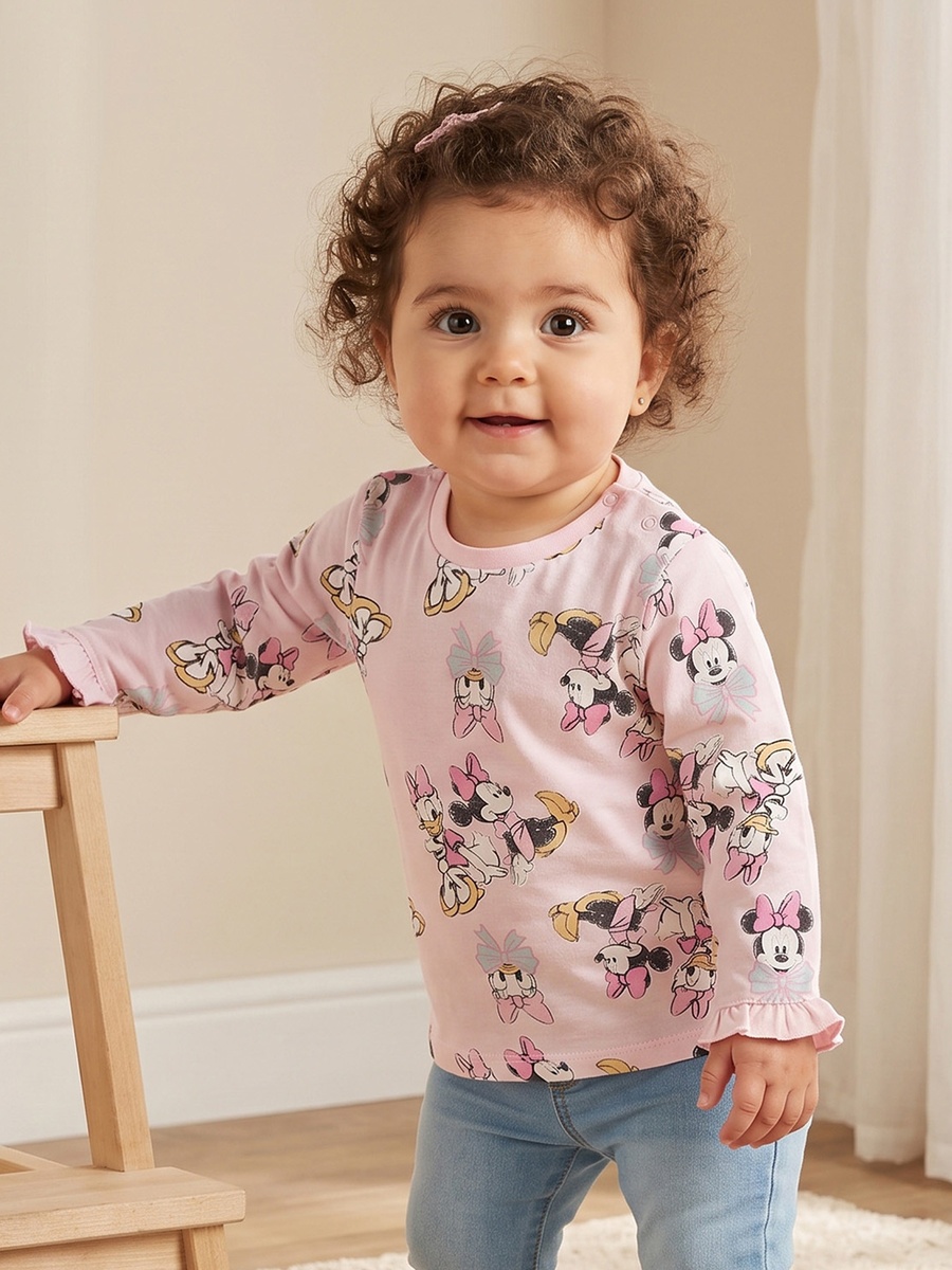 Pack of 2 Crew Neck Long Sleeves T-Shirt with Minnie Mouse and Daisy Print