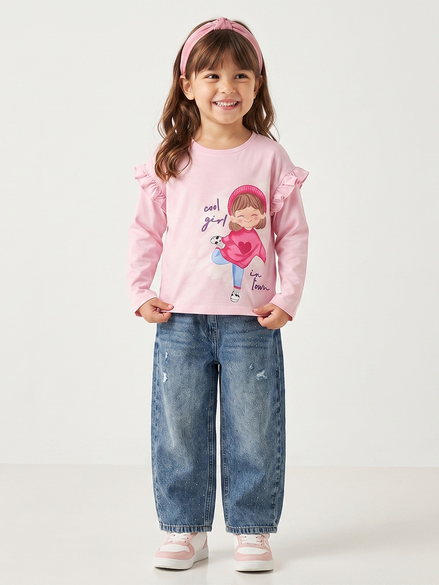 Crew Neck Long Sleeves T-Shirt with Graphic Print