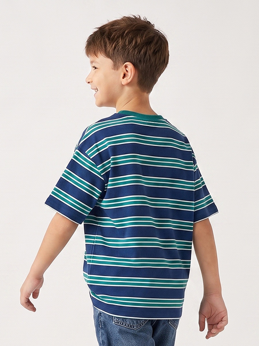 Crew Neck Short Sleeves T-Shirt with Stripes