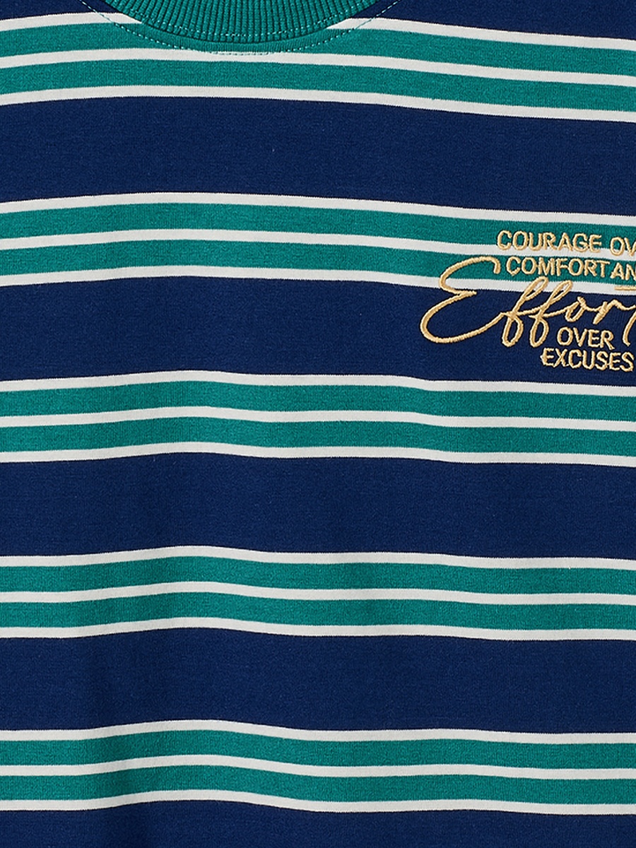 Crew Neck Short Sleeves T-Shirt with Stripes