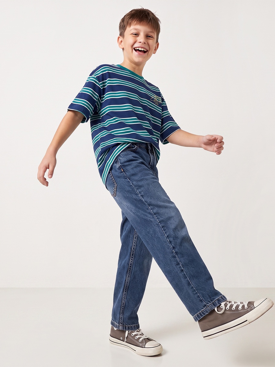 Crew Neck Short Sleeves T-Shirt with Stripes