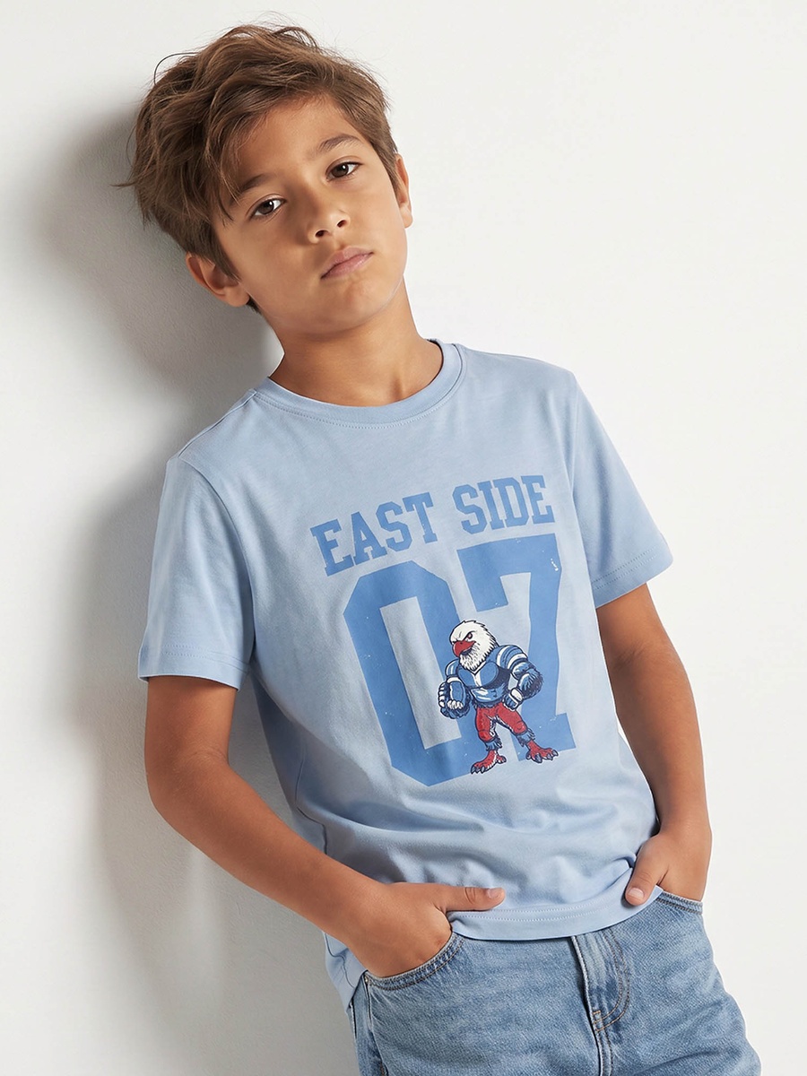 Crew Neck Short Sleeves T-Shirt with Slogan Print