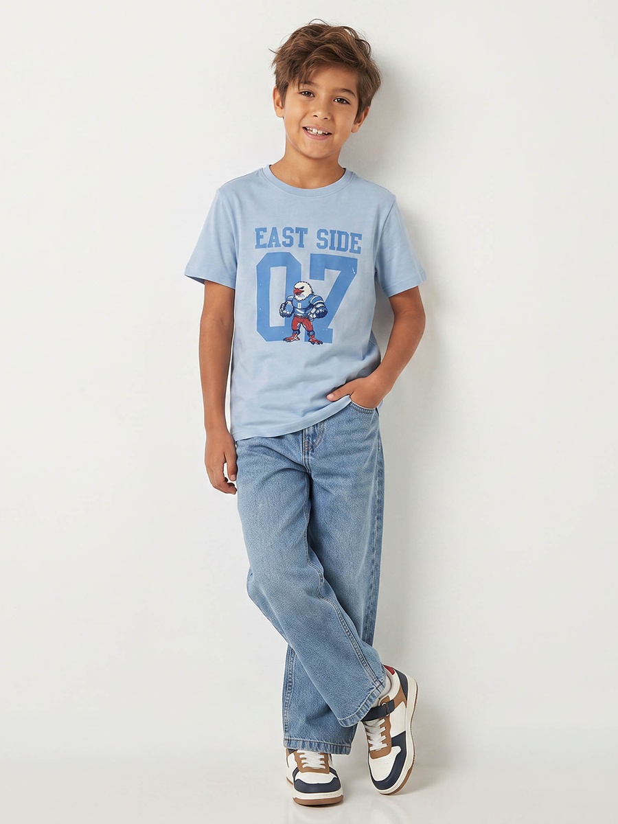 Crew Neck Short Sleeves T-Shirt with Slogan Print