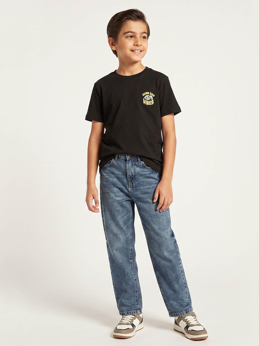 Crew Neck Short Sleeves T-Shirt with Slogan Print
