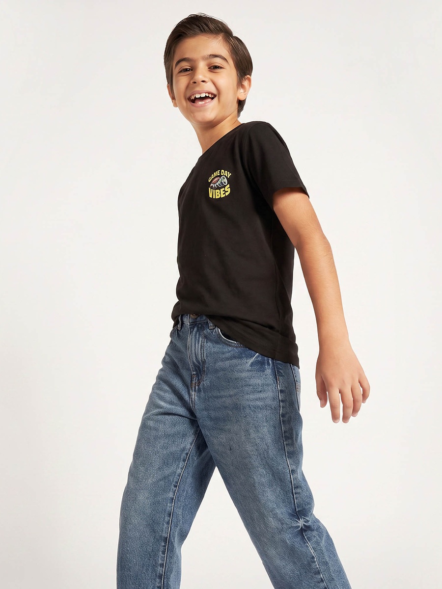 Crew Neck Short Sleeves T-Shirt with Slogan Print