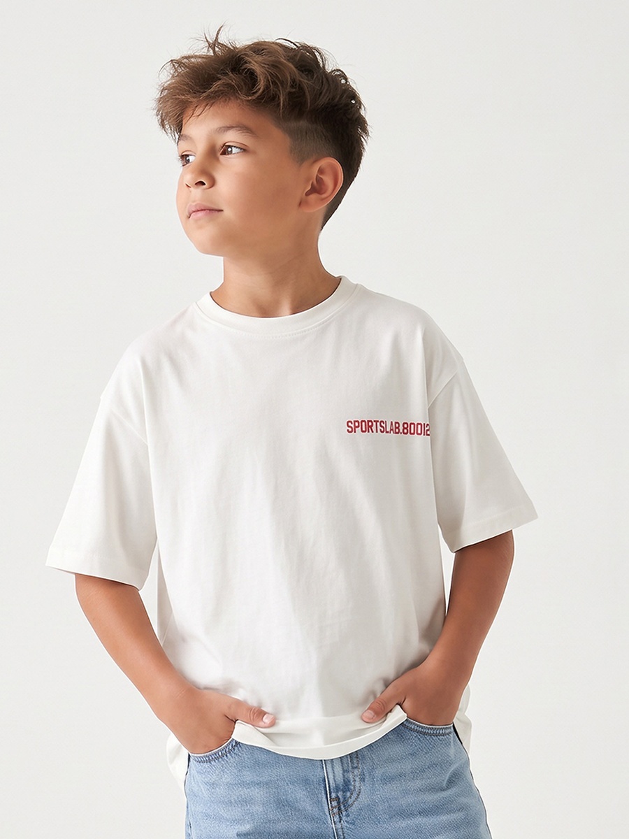 Crew Neck Short Sleeves T-Shirt with Slogan Print