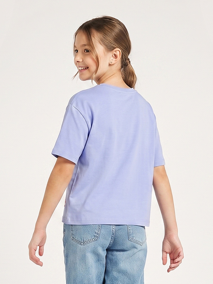 Crew Neck Short Sleeves T-Shirt with Butterfly Print