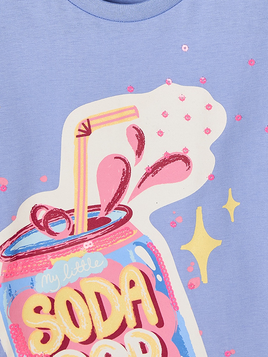Crew Neck Short Sleeves T-Shirt with Butterfly Print