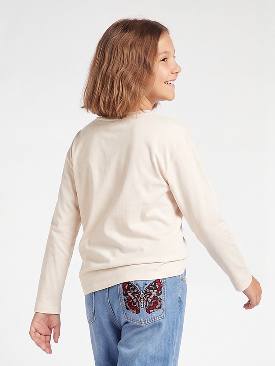 Crew Neck Long Sleeves T-Shirt with Illustrated Print