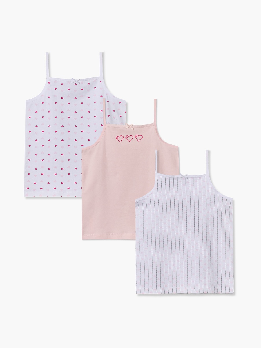 طقم من 3 فيست قطن بياقة مربعة وطبعة قلوب